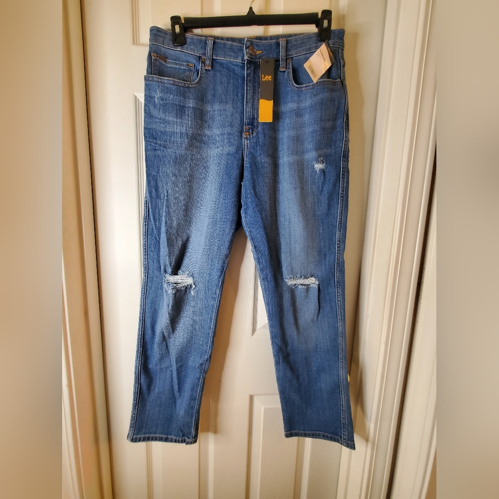 NWT Lee 14M Mid Rise Medium Wash Boyfriend Jeans